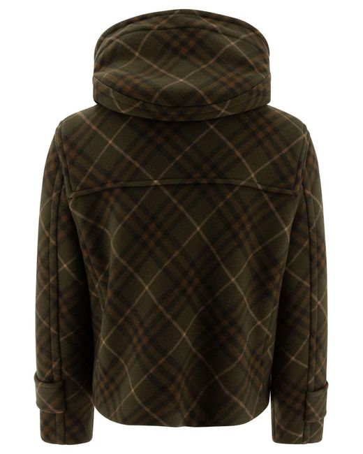 Burberry Black Check Duffle Coat for men