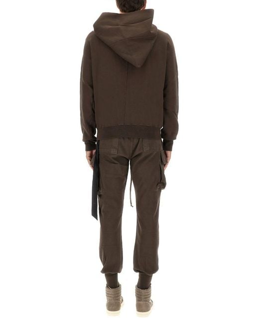 Rick Owens Brown Asymmetrical Zipper Sweatshirt for men
