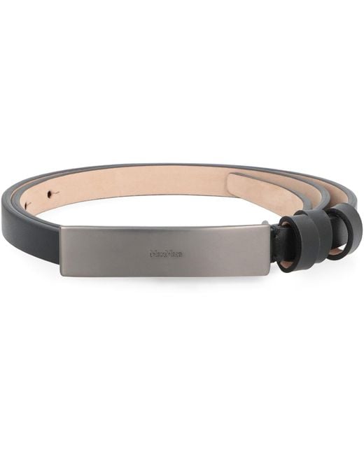 ベルト Max Mara Newplate Thin Belt In Smooth Leather Max Mara New Plate Leather Belt in Black | Lyst