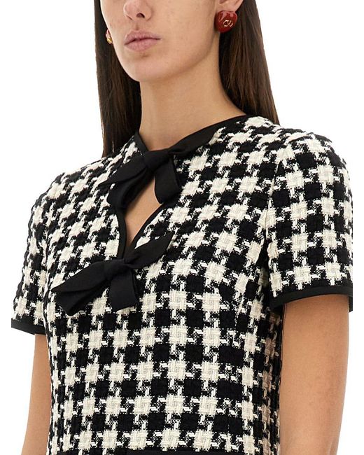 Valentino Garavani Black Embroidered Damier Light Tweed Short Dress