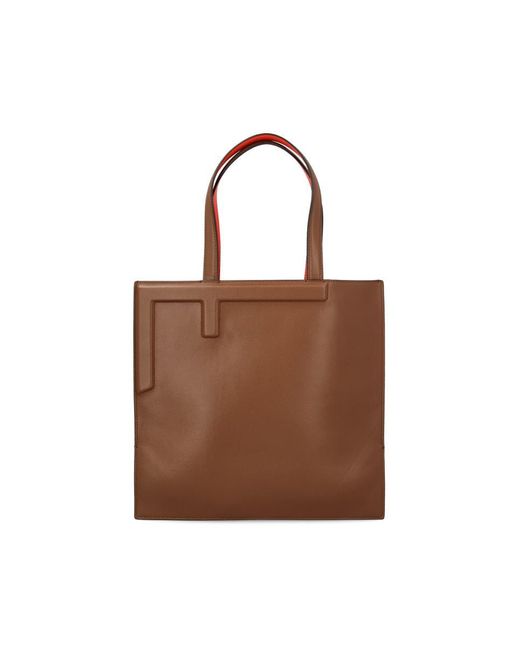 Fendi Red Medium Flip Leather Tote Bag