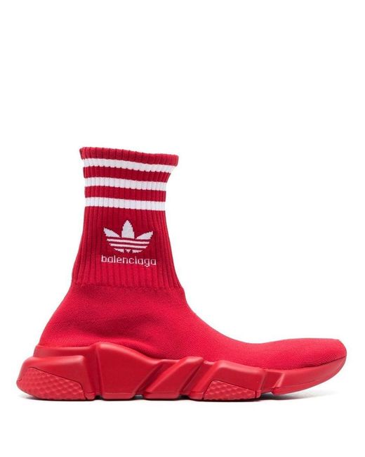 Balenciaga Red X Adidas Speed Sock-style Sneakers