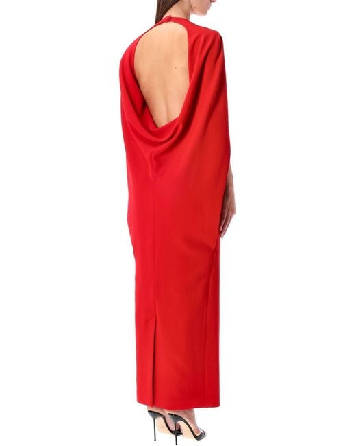 Alberta Ferretti Red Alberta Ferretti Cape-Back Evening Gown