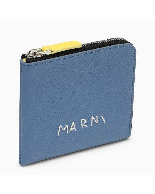 Marni Blue Light Zipped Wallet With Logo for men