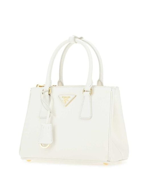 Prada Medium Galleria Saffiano Leather Bag in White