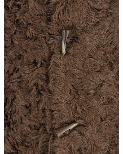 Plain Brown Collarless Lamb Fur Jacket