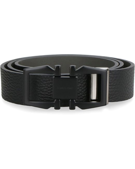 Ferragamo Black Leather Belt for men