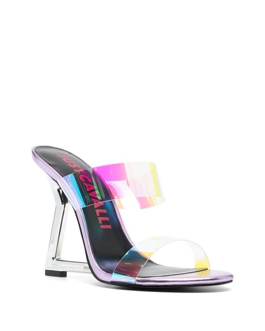 Just Cavalli Pink 115mm Double-strap Transparent Mules