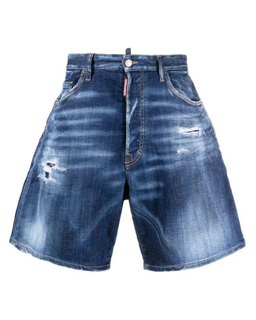 DSquared² Blue Wide-leg Denim Shorts for men