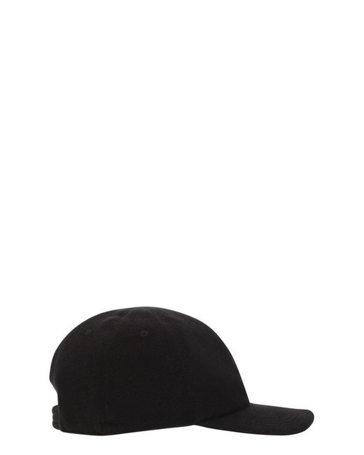 Kiton Black Cotton Baseball Cap for men