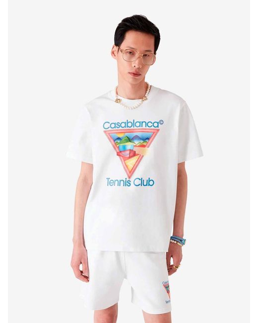 Casablanca White Round Neck T-Shirt for men