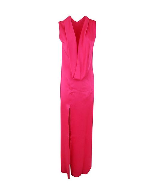 Versace Pink Shiny Satin Long Dress