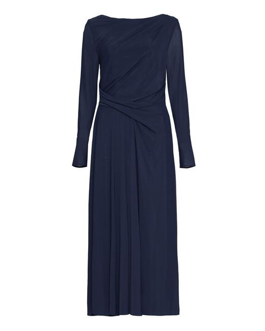 Talbot Runhof Blue Draped Long Dress