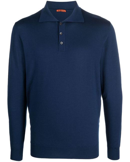 Barena Blue Merino Wool Polo Shirt for men