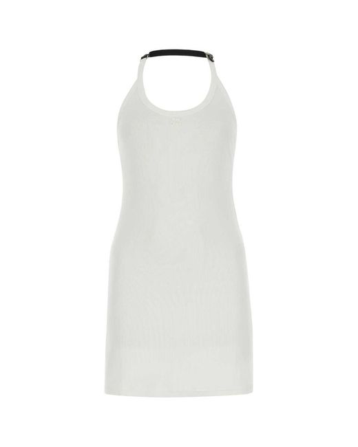 Courreges White Ribbed Jersey Mini Dress