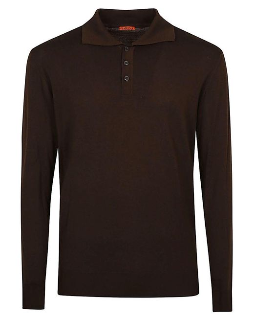 Barena Black Merino Wool Polo Shirt for men