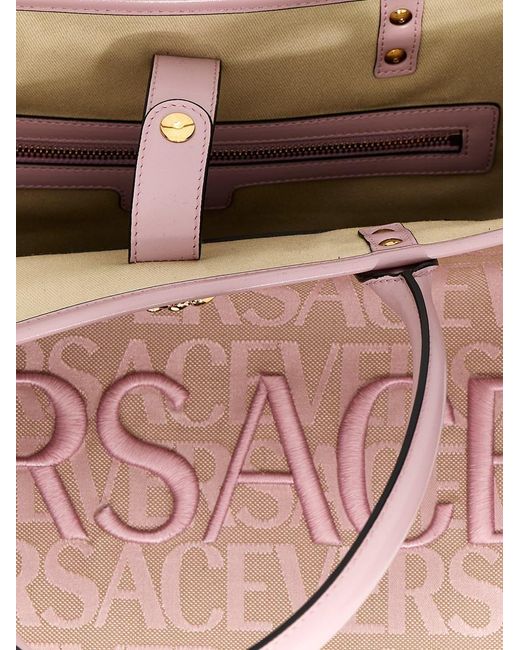 Shop Versace La Vacanza Small Medusa Monogram Jacquard Tote Bag
