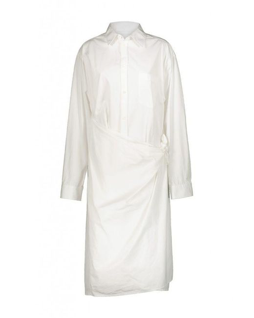 Balenciaga White Wrap Short Dress Clothing