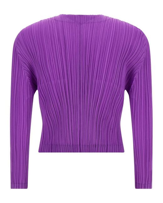 Pleats Please Issey Miyake Purple 'Monthly Colors: August' Cardigan
