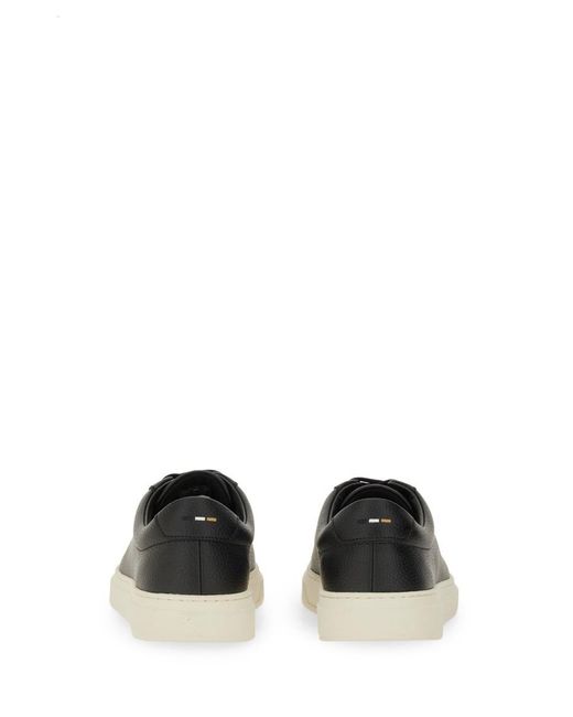 Boss Black Grained Leather Sneaker for men