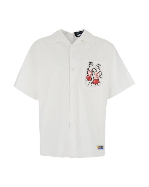 MSGM White Short-Sleeve Shirt for men
