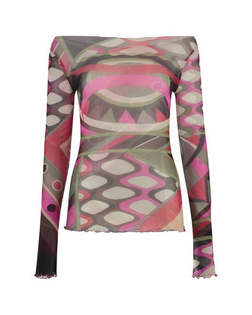 Emilio Pucci Pink Printed Long-sleeve Top