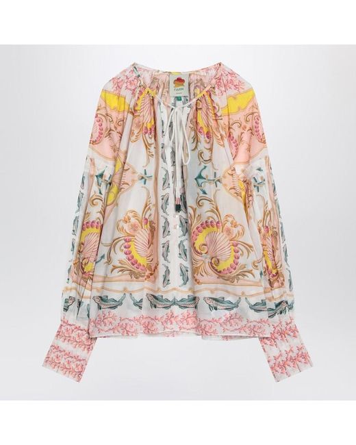 Farm Rio Pink Cotton Blouse With Nautical Print