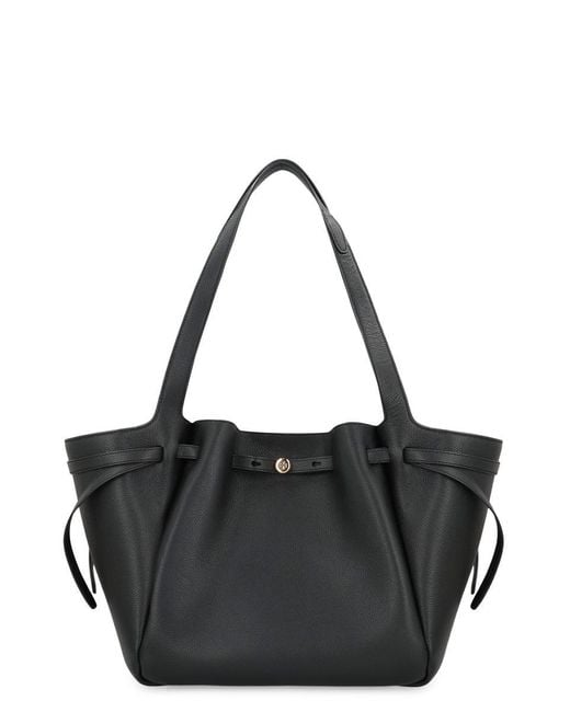 Tory Burch Black Romy Smooth Leather Tote Bag