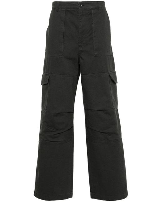 Acne Black Cotton Cargo Trousers for men