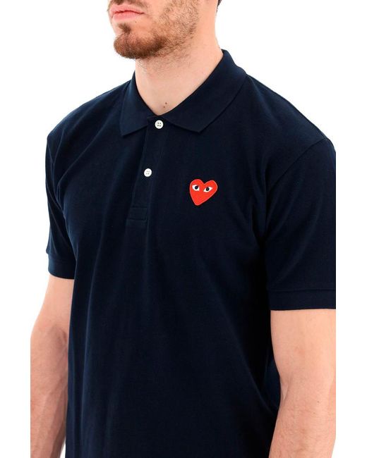 COMME DES GARÇONS PLAY Blue Heart Polo Shirt for men