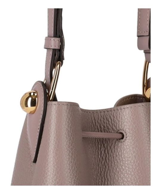 Furla Brown Sfera Mini Stucco Gray Bucket Bag