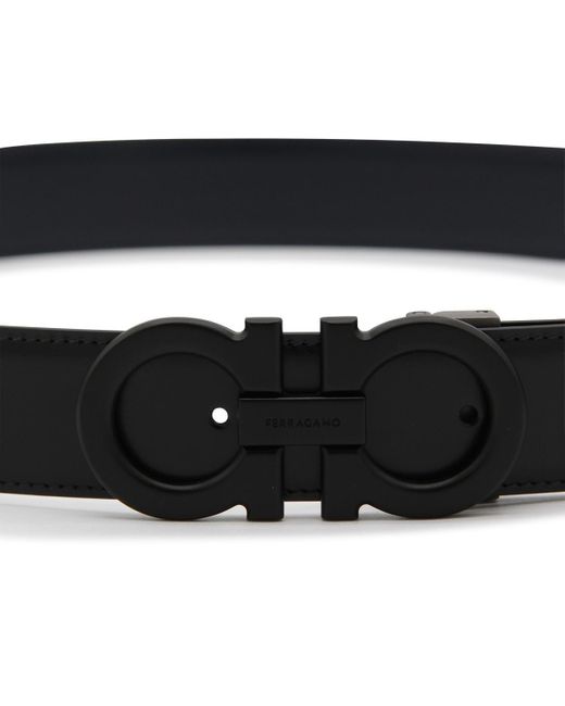 Ferragamo Black And Marine Leather Reversible Gancini Belt for men