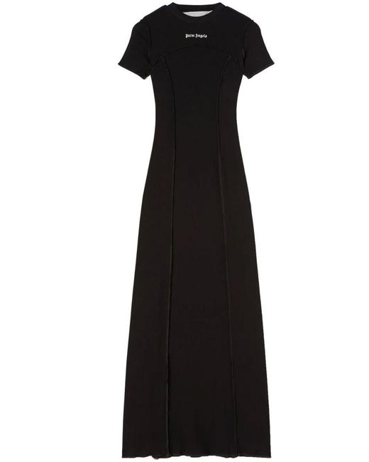 Palm Angels Black Logo-embroidered Knitted Maxi Dress