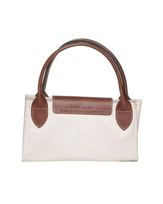 Longchamp White Le Pliage Medium Shopping Bag