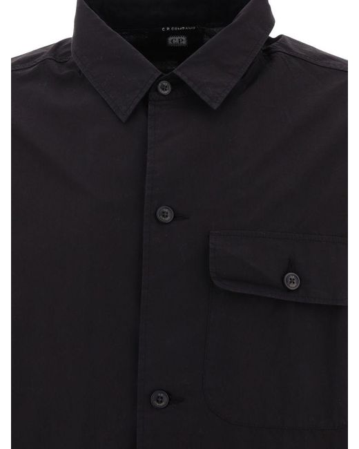 C P Company Black Shirt With Pockets for men