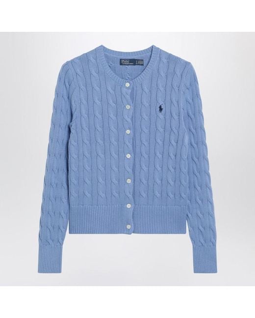 Polo Ralph Lauren Blue Light Cable-Knit Cotton Cardigan