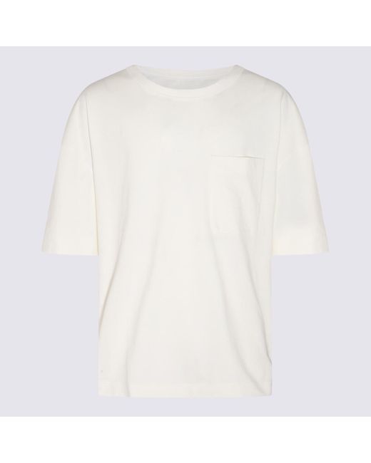 Lemaire White Cotton-Linen Blend T-Shirt for men