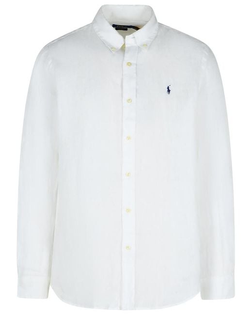 Polo Ralph Lauren White Linen Shirt for men