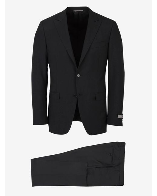 Canali Black Wool Travel Suit for men