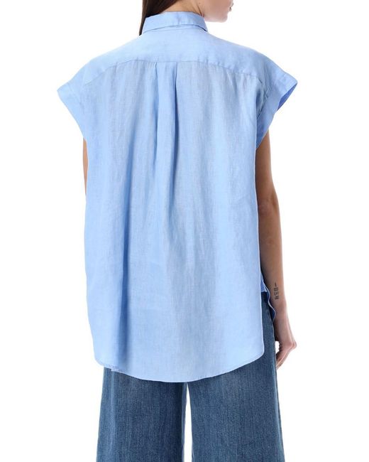 Polo Ralph Lauren Blue Linen Popover Shirt