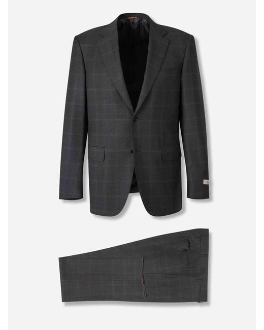 Canali Black Straight Check Suit for men