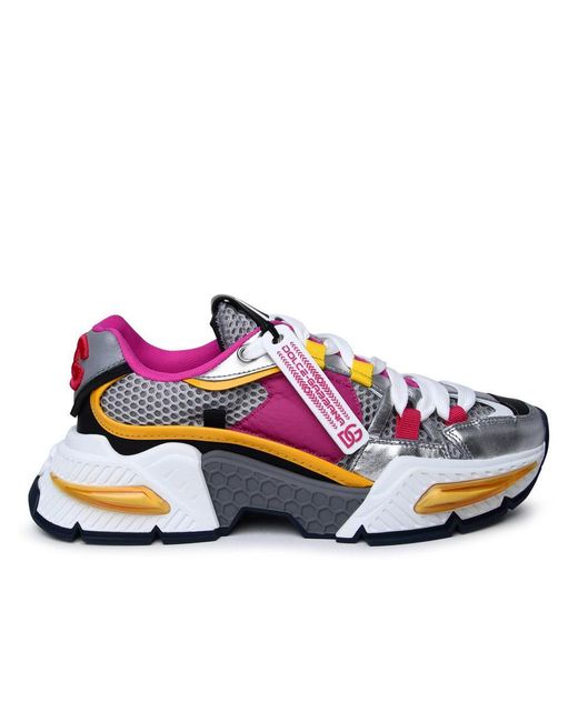 Dolce & Gabbana Pink Multicolor Leather Blend Sneakers