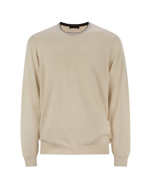 Fay Natural Cotton Crew-Neck Jumper for men