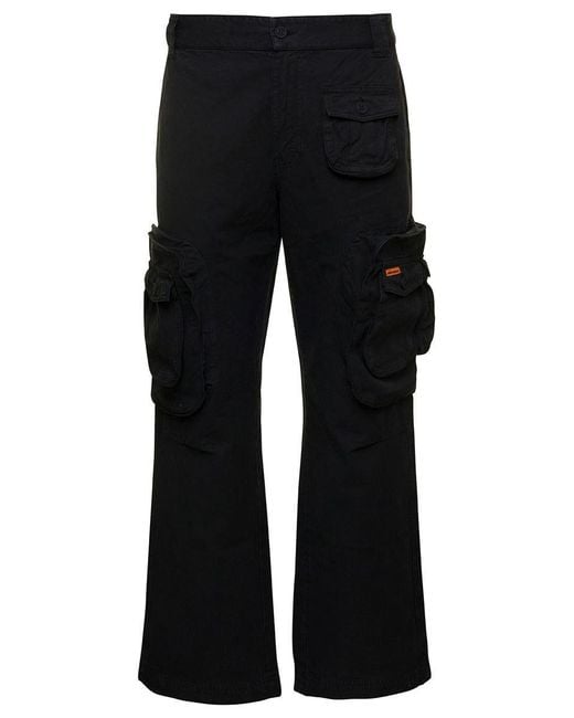 Heron Preston Cargo Pants With Logo Patch In Cotton And Linen Man in ...