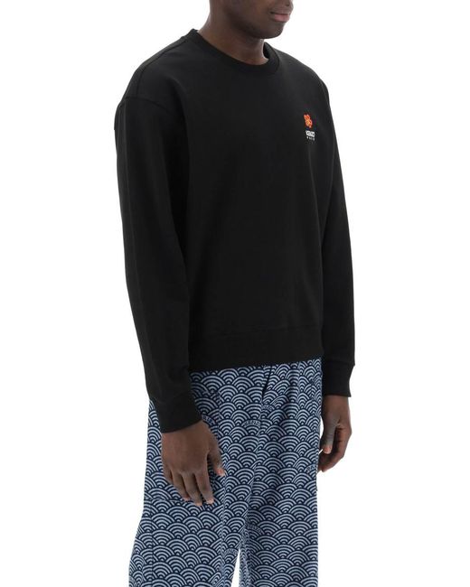 KENZO Black Sweatshirt With Bokè Flower Patch for men
