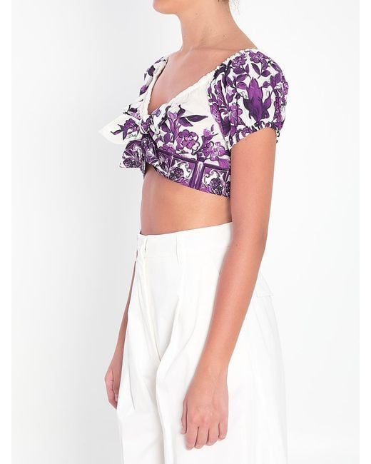 Dolce & Gabbana Pink Dolce&Gabbana Top With Maiolica Print