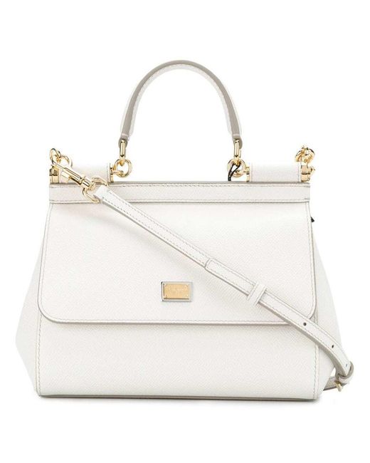 Dolce & Gabbana Natural 'sicily' White Handbag In Leather Woman