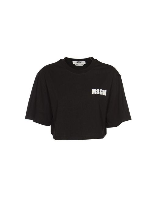 MSGM Black Cropped T-Shirt