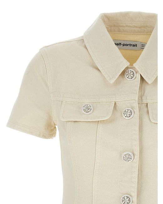 Self-Portrait Natural Cream Collared Denim Mini' Dress