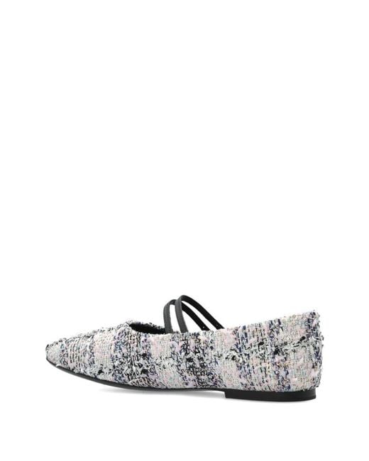 Tory Burch White Tweed Ballerinas